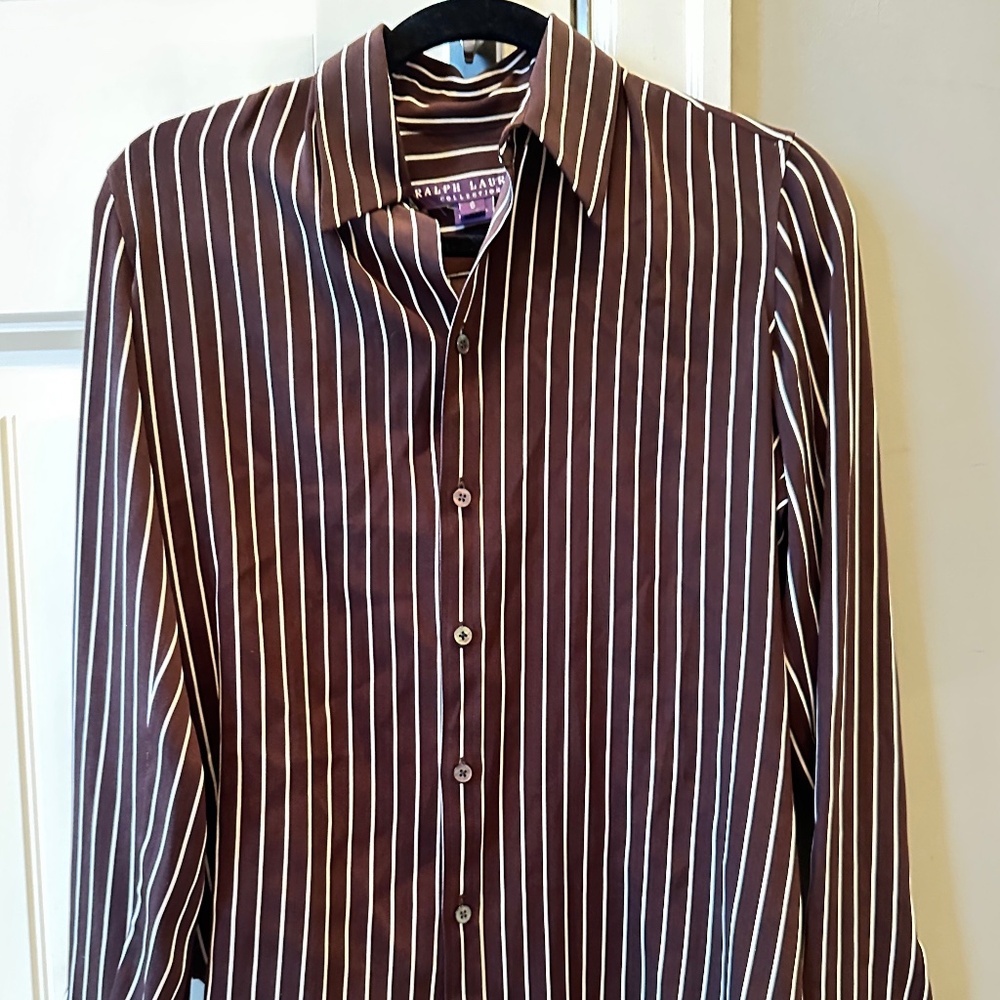 Ralph Lauren Purple Label Ralph Lauren Collection Brown Silk Blouse